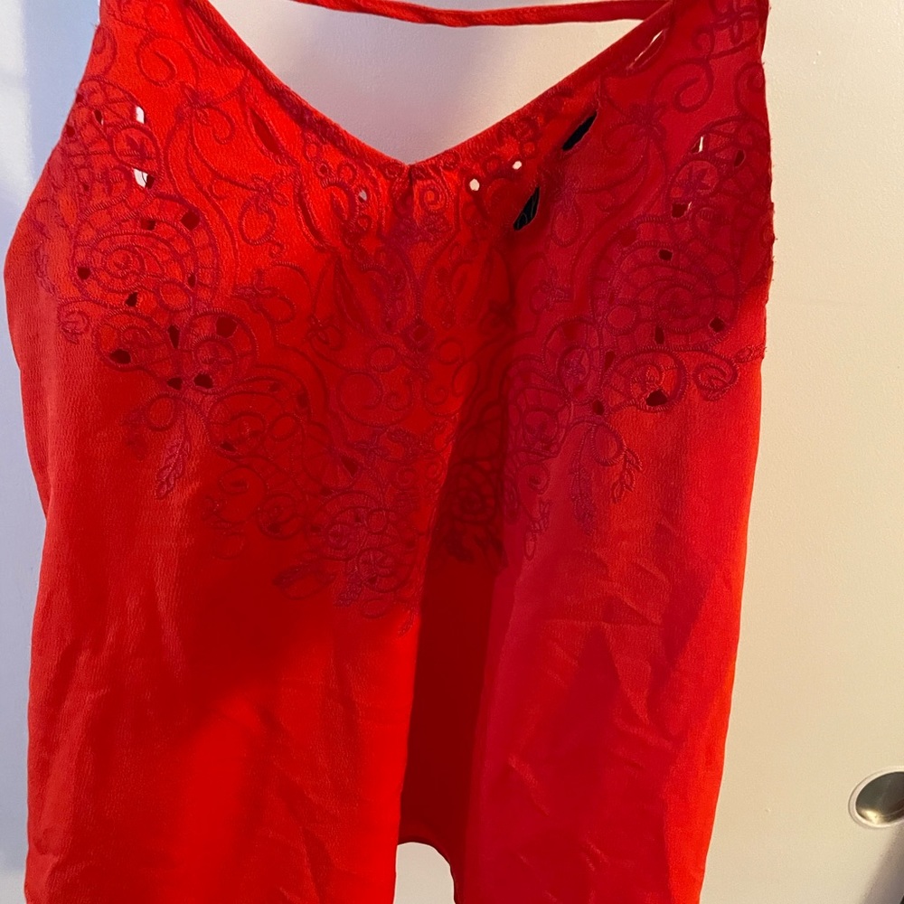 Women V-cut Red Tank Top